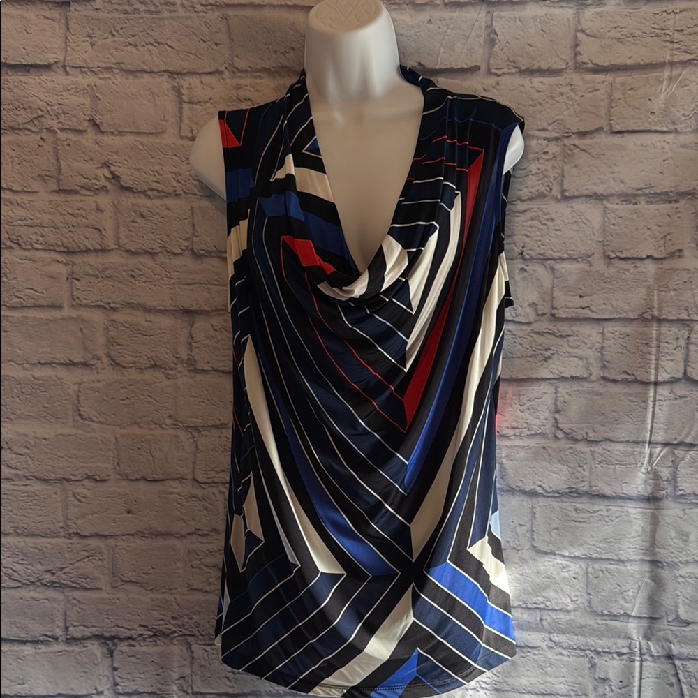 Worthington Women's Sleeveless Top - Blue, Red, White Size Large Scoop Neck